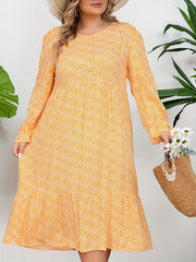  Allover Ditsy Print Long Sleeve V Neck Dress