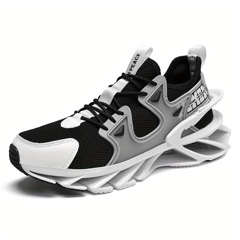 Men's Breathable Gradient Mesh Lace-up Blade Sneakers