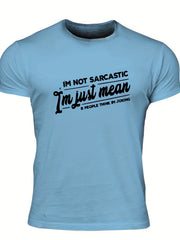 Men's Letter Print T shirt Casual Crew Neck Tee