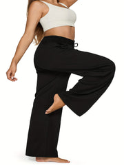  Casual Pants Women's Plus Solid Elastic Drawstring High Rise