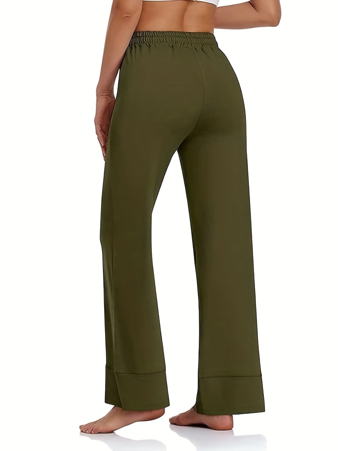  Retro Pants Women's Plus Elastic Drawstring High Rise Straight Leg