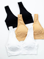 3 Pcs Solid Hollow Tank Top Sports Bras Breathable Yoga Lingerie M