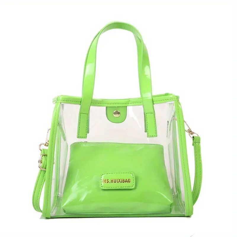 2Pcs Transparent Tote Bag Set Waterproof PVC Jelly Bag
