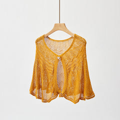 Solid Hollow Shawl Casual Knitting Scarf Inelastic Sunscreen Shawl