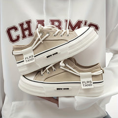 Women's Platform Canvas Shoes Lace Up Low Top Sneakers