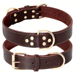Adjustable Heavy Duty Leather Dog Collar for Medium & Large Dogs