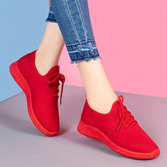 Women's Rose Pattern Running Shoes Lace Up Outdoor Walking Shoes