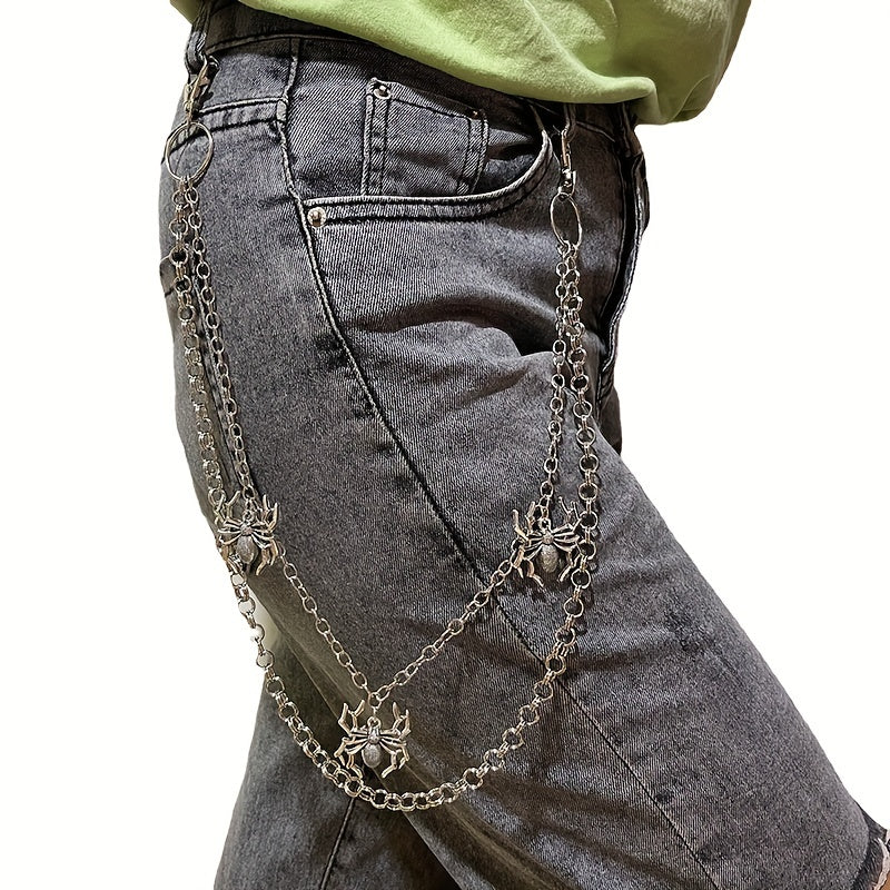 Men's Pants Chains Spider Decoration Layered Hip Hop Pants Chains