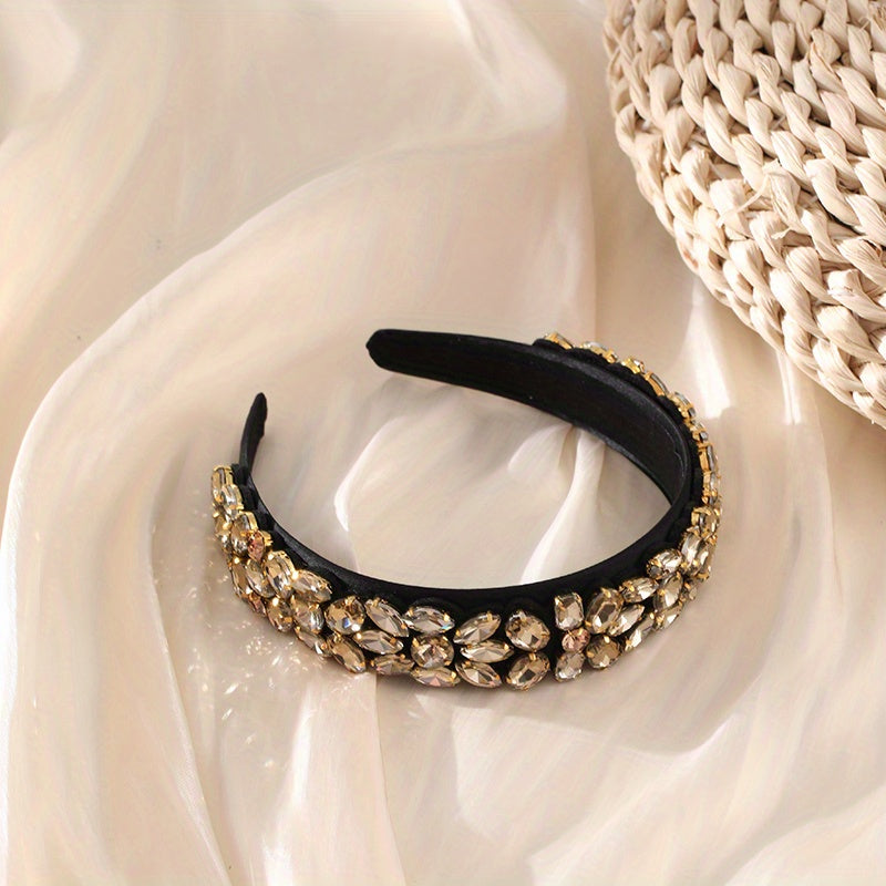 Baroque Rhinestone Headband Crystal Head Hoop Wide Headdress Hair Accessories