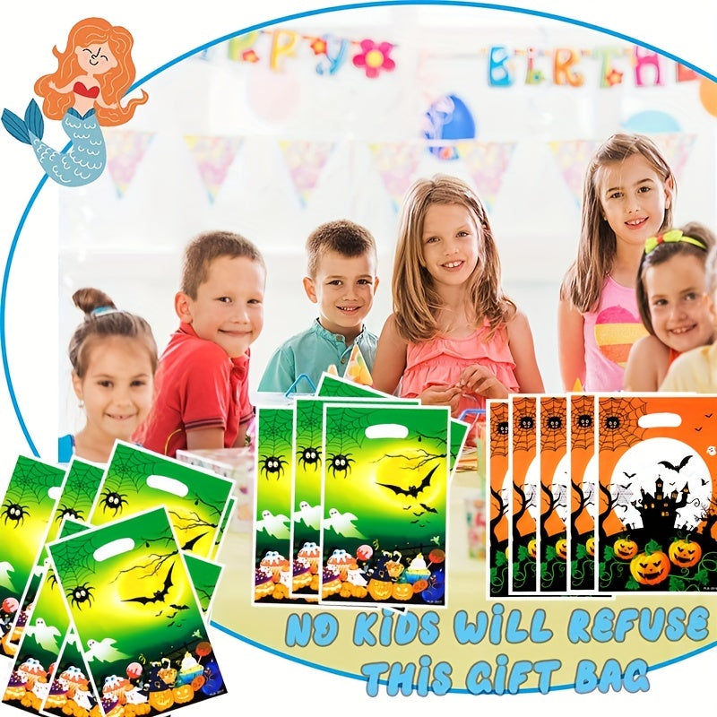 10pcs Halloween Party Gift Bags Goodie Candy Pumpkin Bat Spider Bags