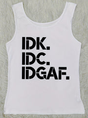 Letter Print Tank Top Casual Crew Neck Sleeveless Versatile Tank Top