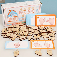 Wooden Gesture Matching Game Toy Hand Brain Coordination Logical Thinking