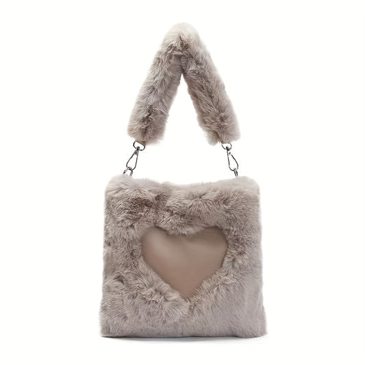 Heart Plush Crossbody Bag Fuzzy Handbag