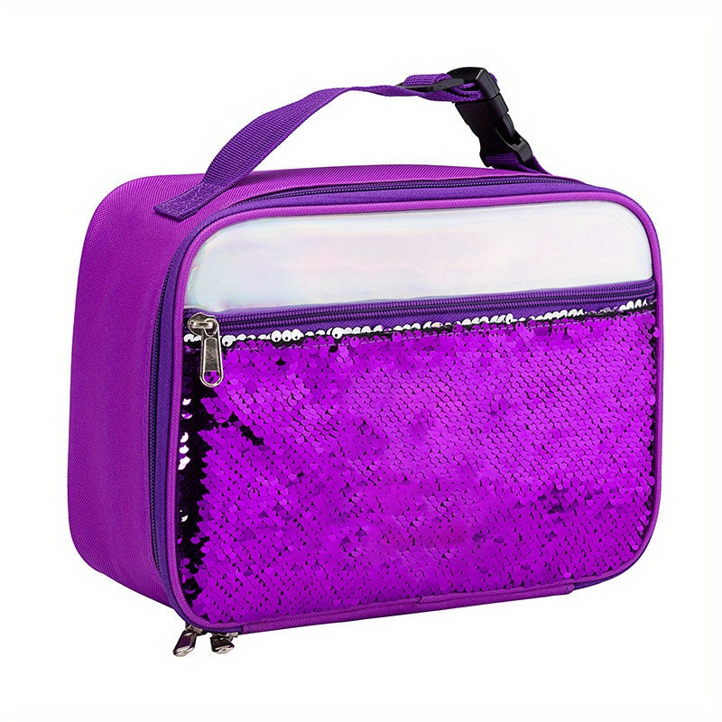 Portable Outdoor Sequin Lunch Bag Insulation Bag For Girls