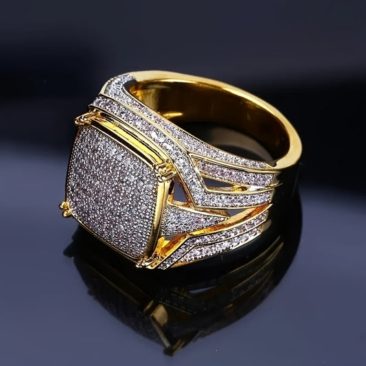 Men's Punk Rhinestone Hip Hop CZ Ring