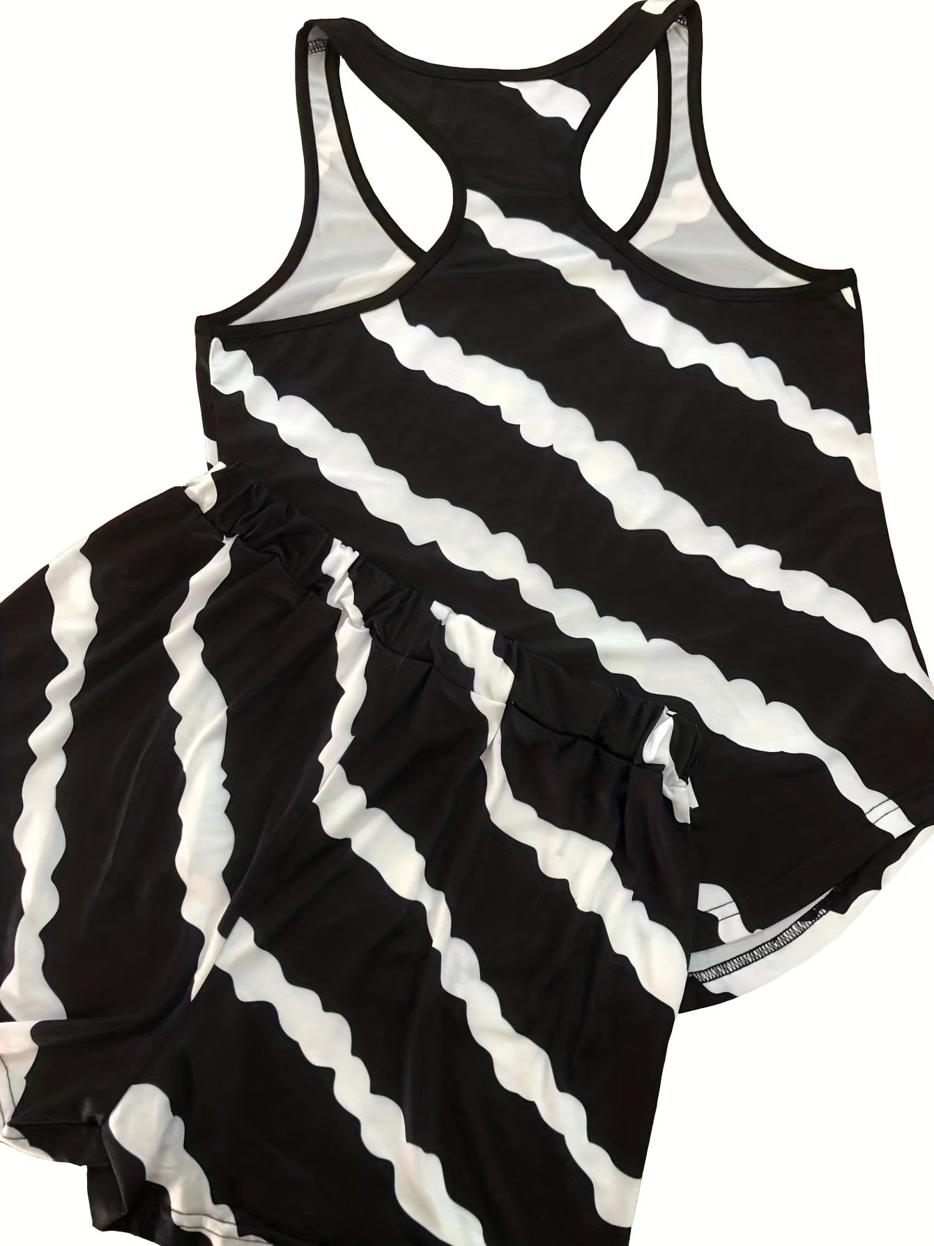 Striped Tank Top & Shorts Set Casual Outfit