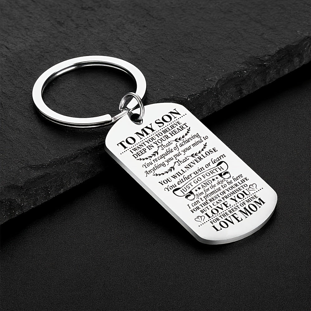 Stainless Steel Slogan Necklace Keychain Graduation Gift from Mom and Dad