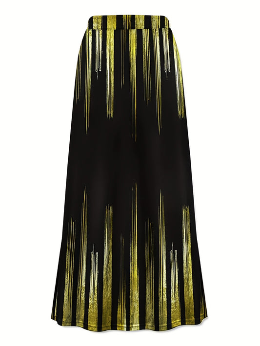 Ombre Stripe Print Maxi Skirt
