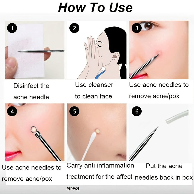 4pcs Acne Removal Needle Pimple Blackhead Remover Tool Blemish Face Skin Care