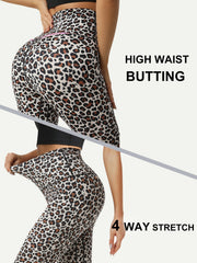 Leopard Print Yoga Pants High Waist Leggings with Pocket