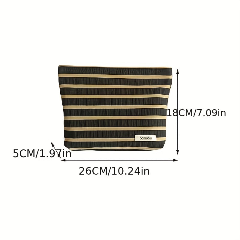 Striped Pattern Cosmetic Pouch Zipper Bag Travel Cosmetic Bag