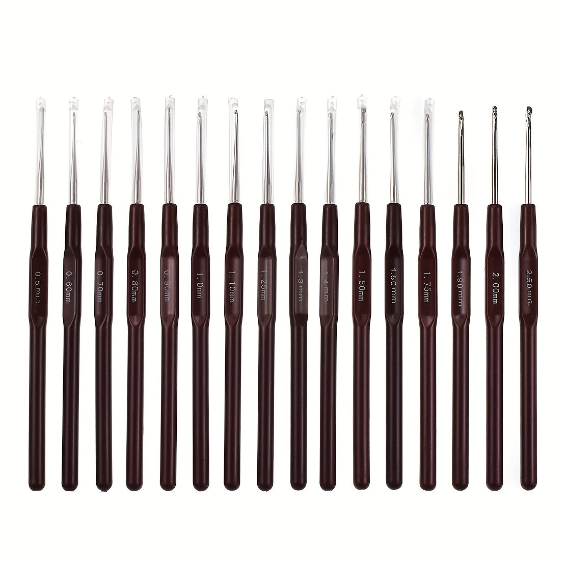 16pcs Ergonomic Crochet Hooks Set 0.5mm-2.5mm Knitting Needles Set