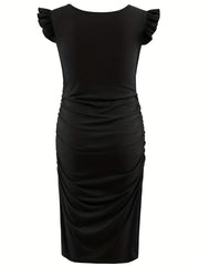 Maternity Ruffle Sleeve Dress for Summer Holiday Party