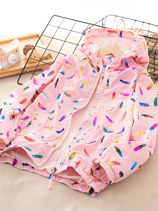 Kid Girls Casual Sports Windbreaker Waterproof Hooded Jacket Top