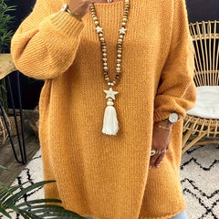  Solid Long Sleeve Crew Neck Sweater