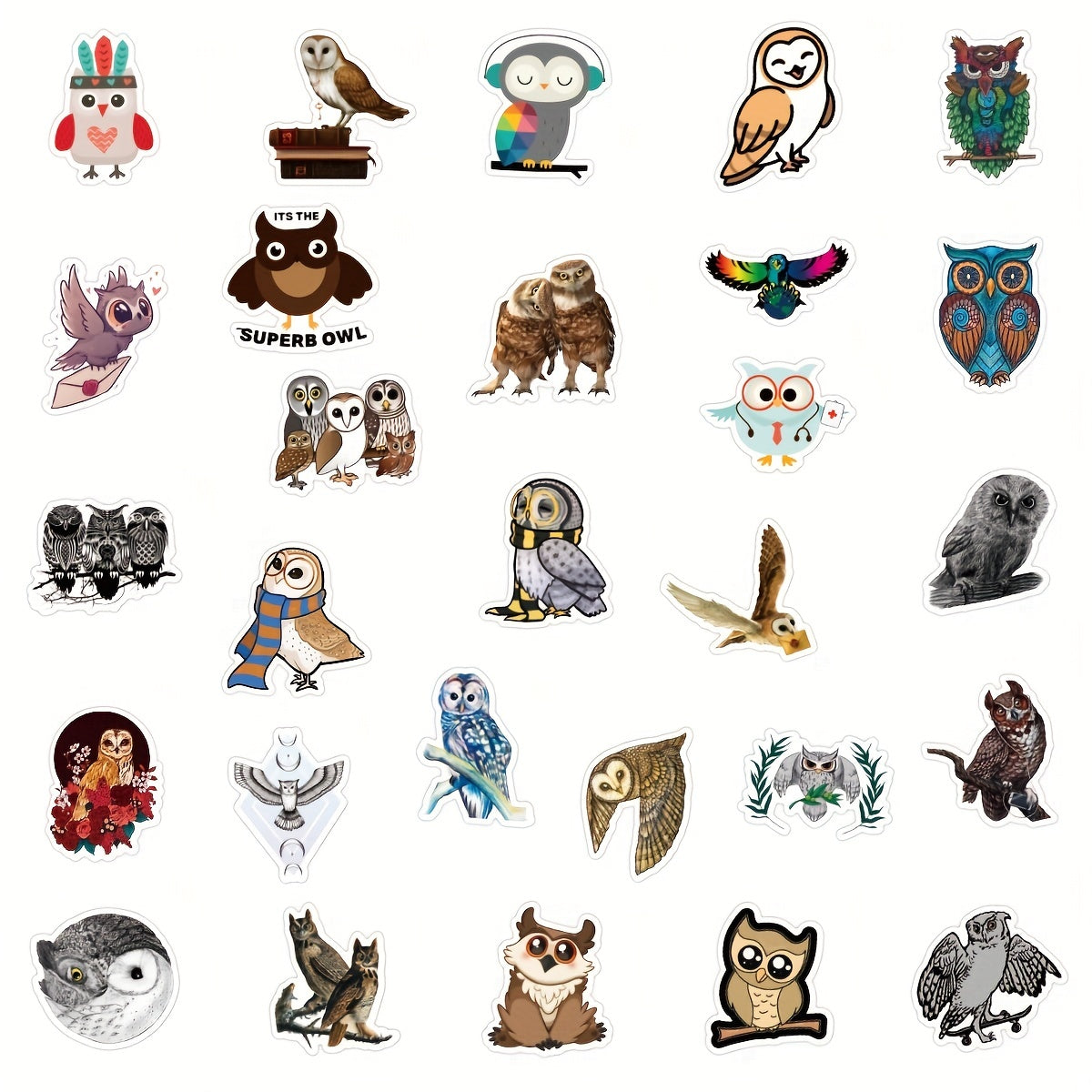50pcs Owl Stickers Waterproof Material for Mobile Phone Luggage Notebook