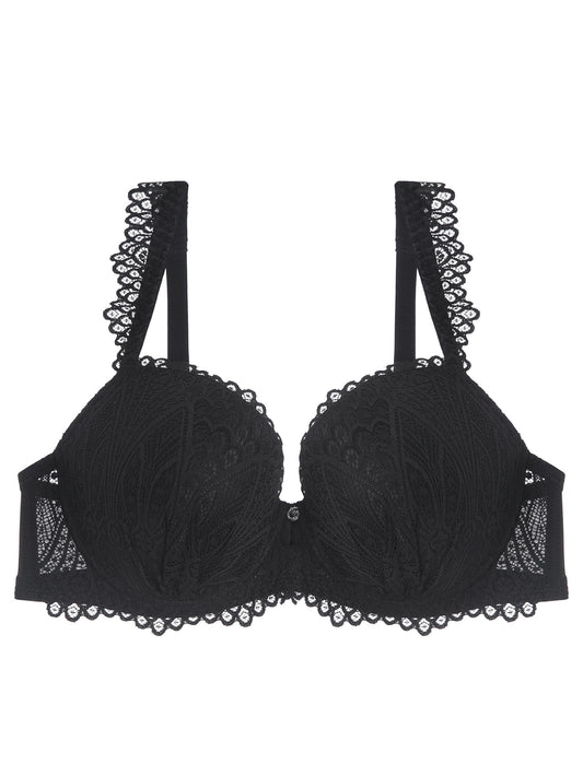  Floral Lace Scalloped Trim Molded Cup High Stretch Bralette