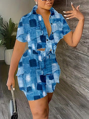 Camo Print Casual Two Piece Set Tops & Shorts Outfits