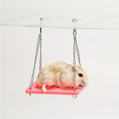 Adorable Hamster Wooden Swing Toy for Pet Fun