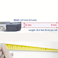 4 Pack 12mm Laminated Tape Compatible With Brother PTouch Label Makers