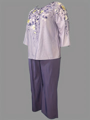 Women's Plus Floral Print Top & Pants 2 Piece Set