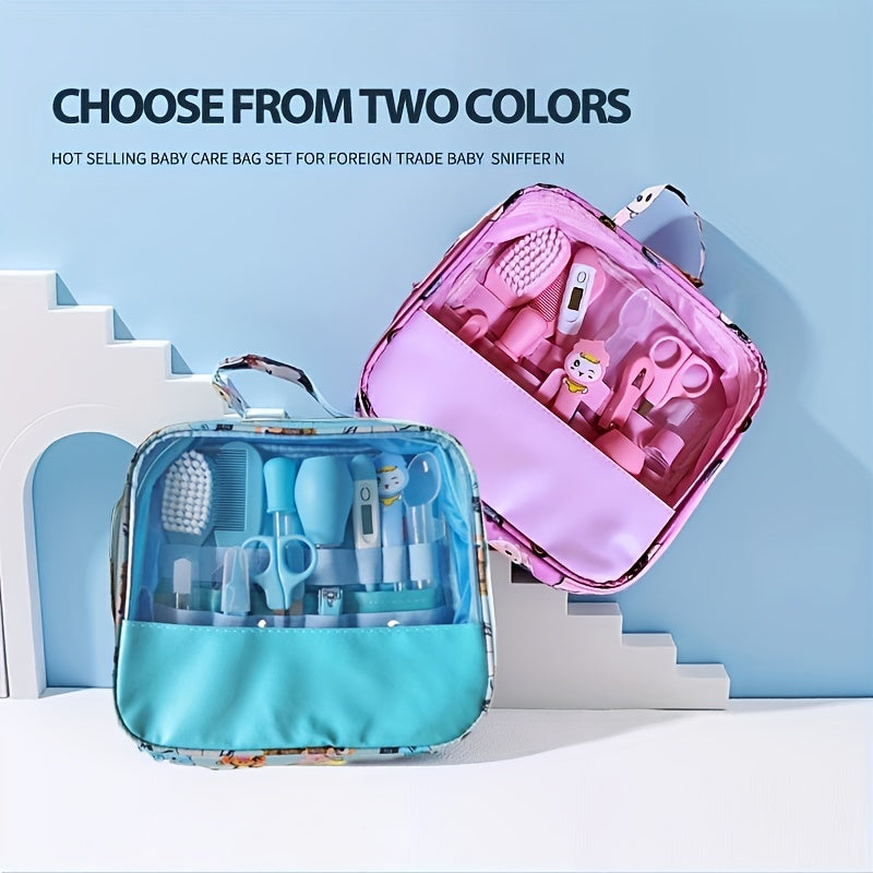 12pcs Baby Care Kit Nail Health Thermometer Grooming Brush Bag Toiletries