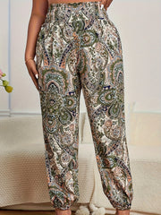  Paisley Floral Print High Rise Jogger Pants