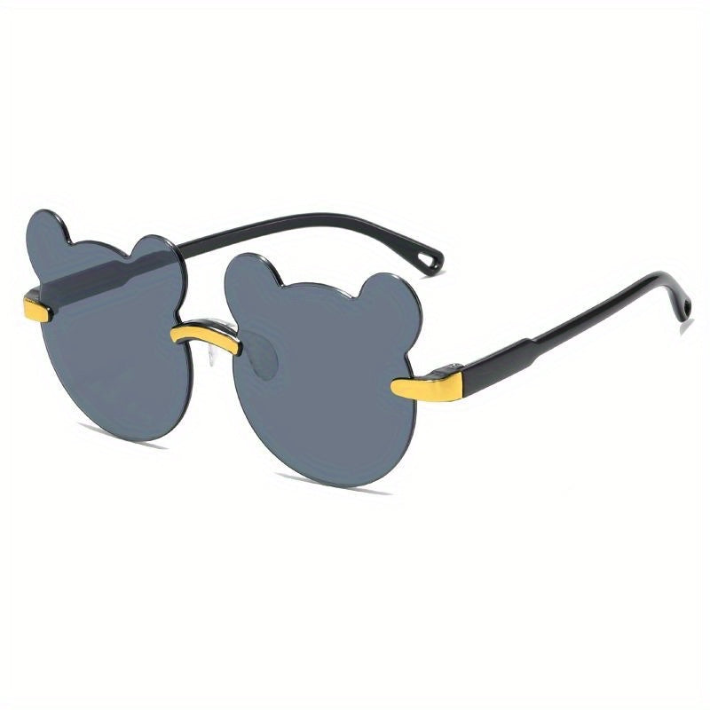 Gradient Rimless Bear Sunglasses for Women and Kids, Summer Beach Pa
