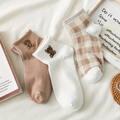 5 Pairs Teddy Bear Socks & Short Women's Stockings