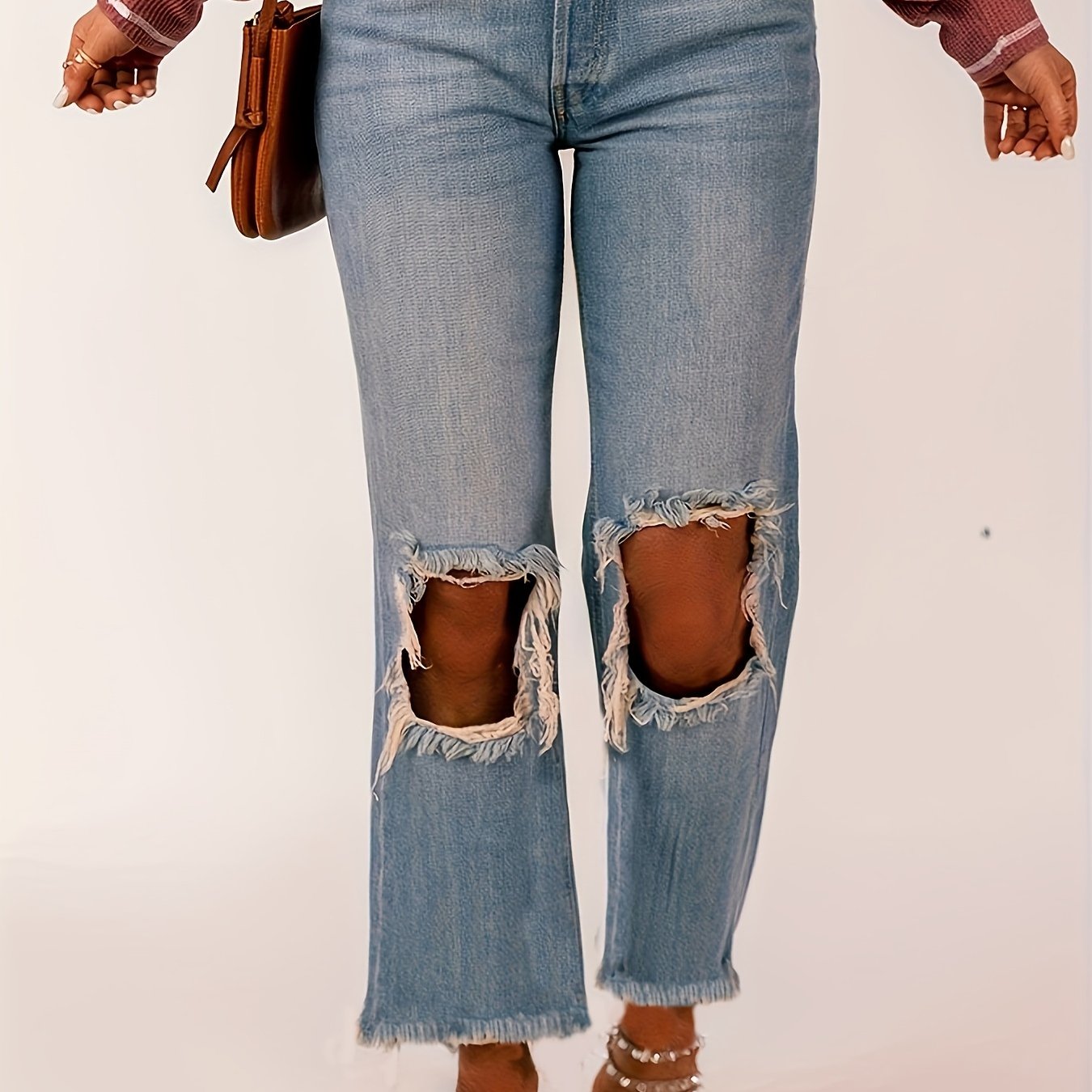  Women's High Waist Wide Leg Denim Pants