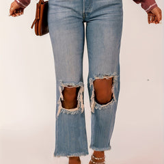  Women's High Waist Wide Leg Denim Pants