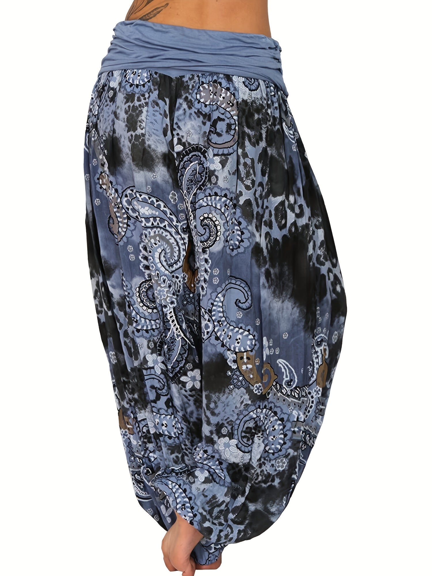  Boho Paisley Print High Waist Harem Pants