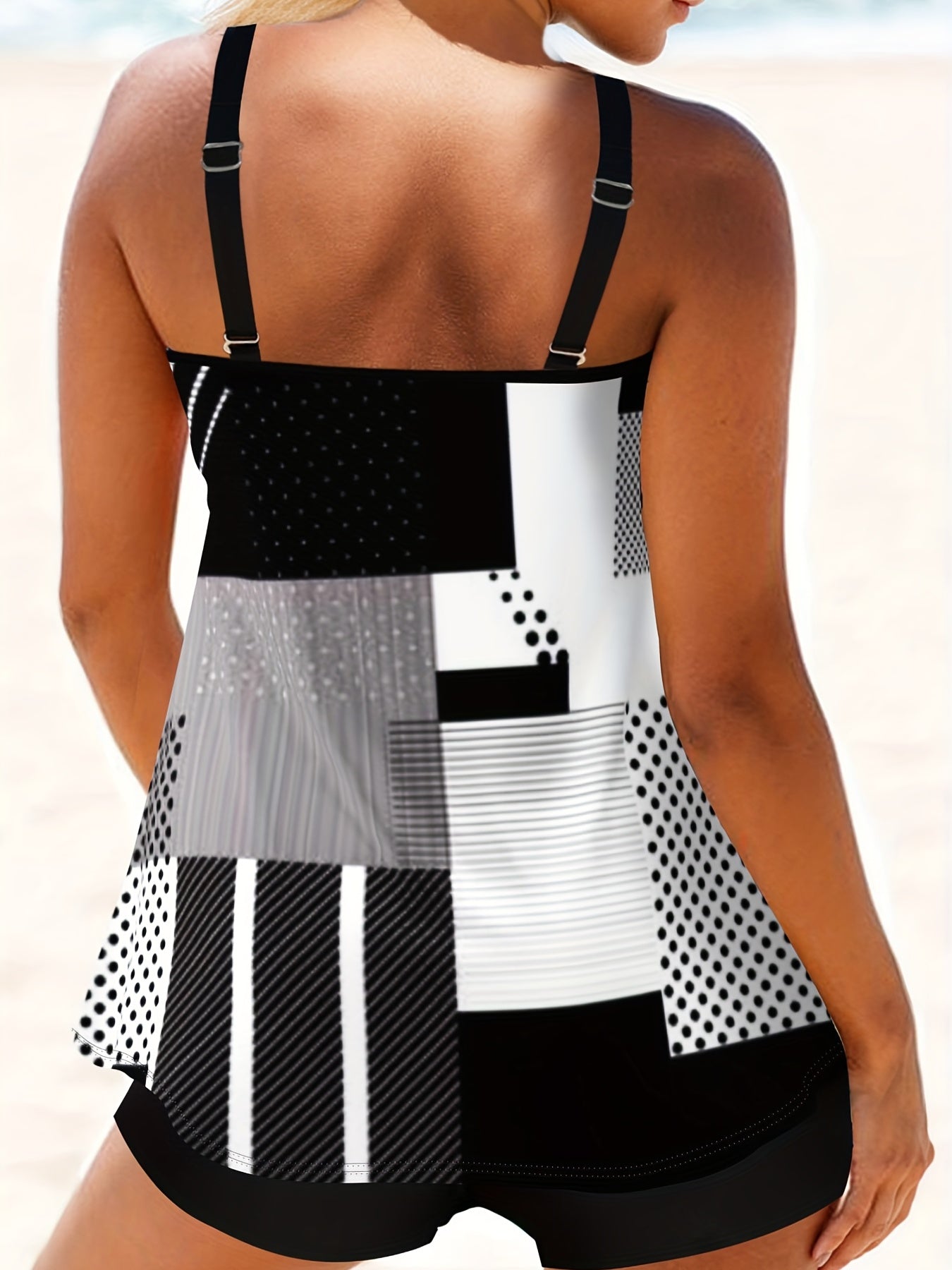Geo Pattern Plus Size Modest Tankini Set