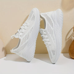 Women's Breathable Woven Sneakers Casual Lace Up Outdoor Shoes