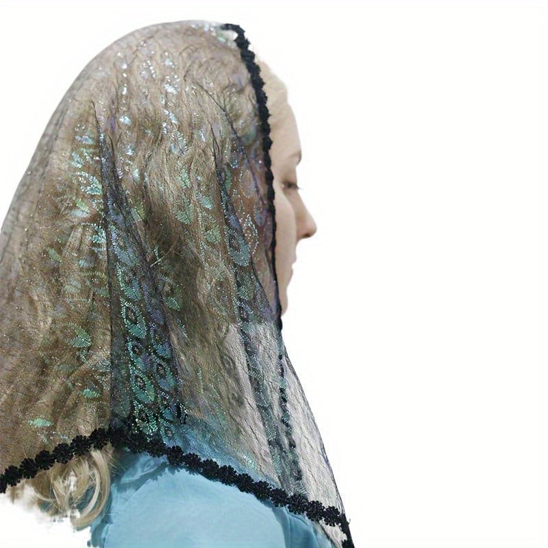 Sheer Mesh Bridal Veil Floral Pattern Lightweight Breathable