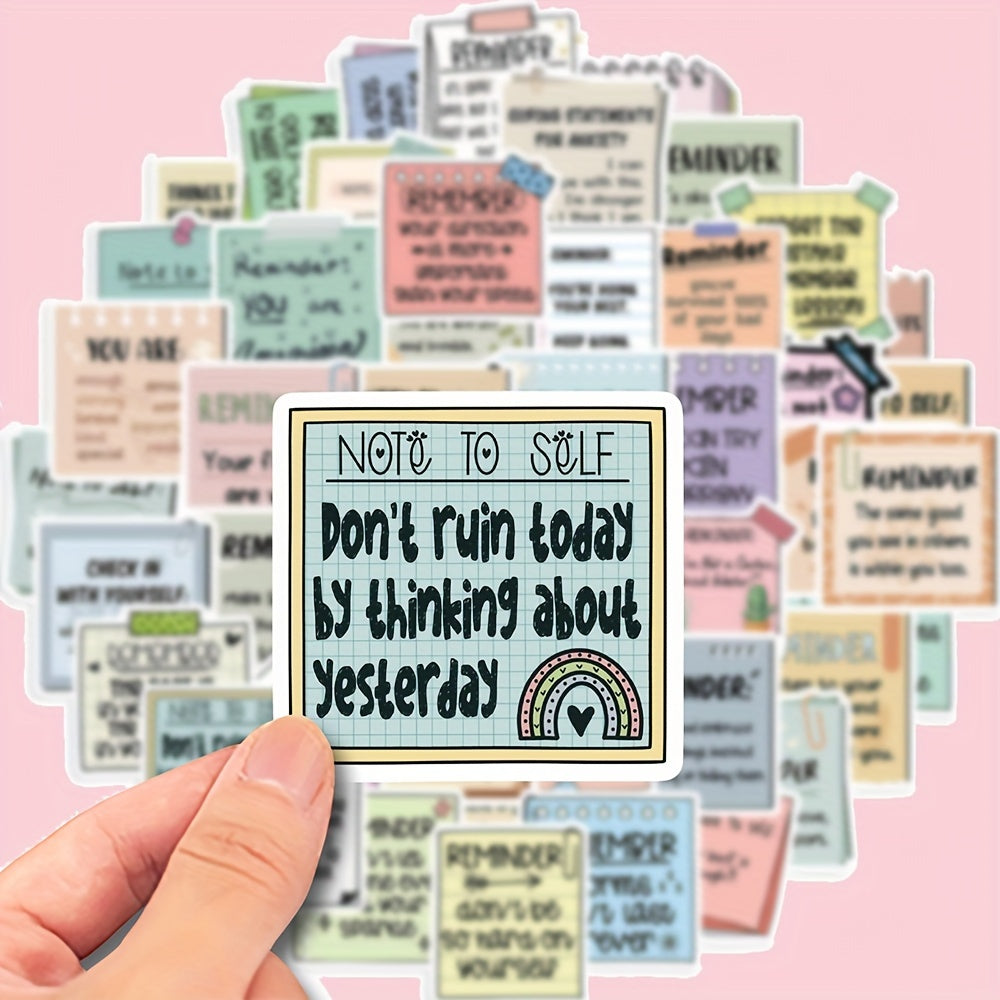50pcs Inspirational Vinyl Stickers - Self Affirmation & Encouragement Decals