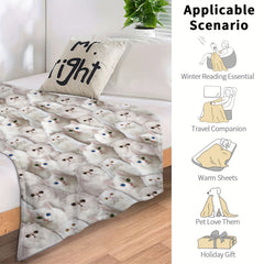 Cat Pattern Throw Blanket Lightweight Flannel Blanket Sofa Bedroom