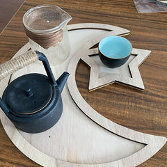 Stars and Moon Wooden Ornaments for Ramadan and Eid Al Fitr Dessert Tray