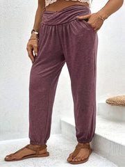 Women's Plus Tummy Control Jogger Trousers With Pockets