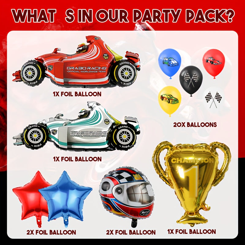 27pcs Racing Car Birthday Party Supplies Balloons Set